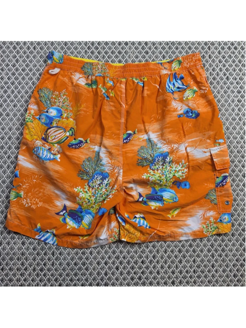 Polo Ralph Lauren Swim Trunks Mens L Orange Tropical Fish Coral Board Shorts